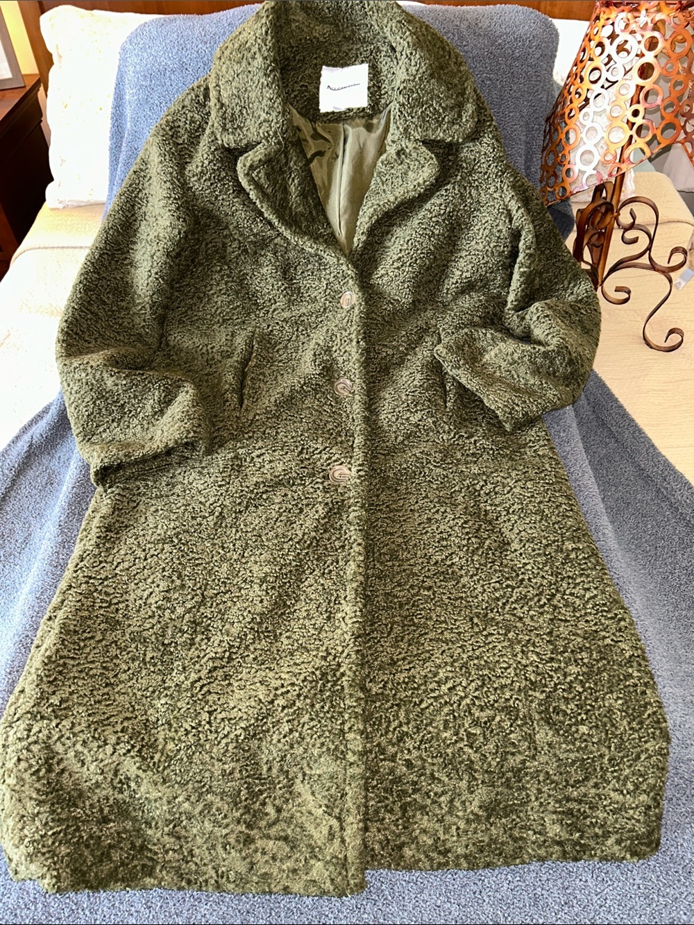 American Eagle Outfitters Olive Green Teddy Coat